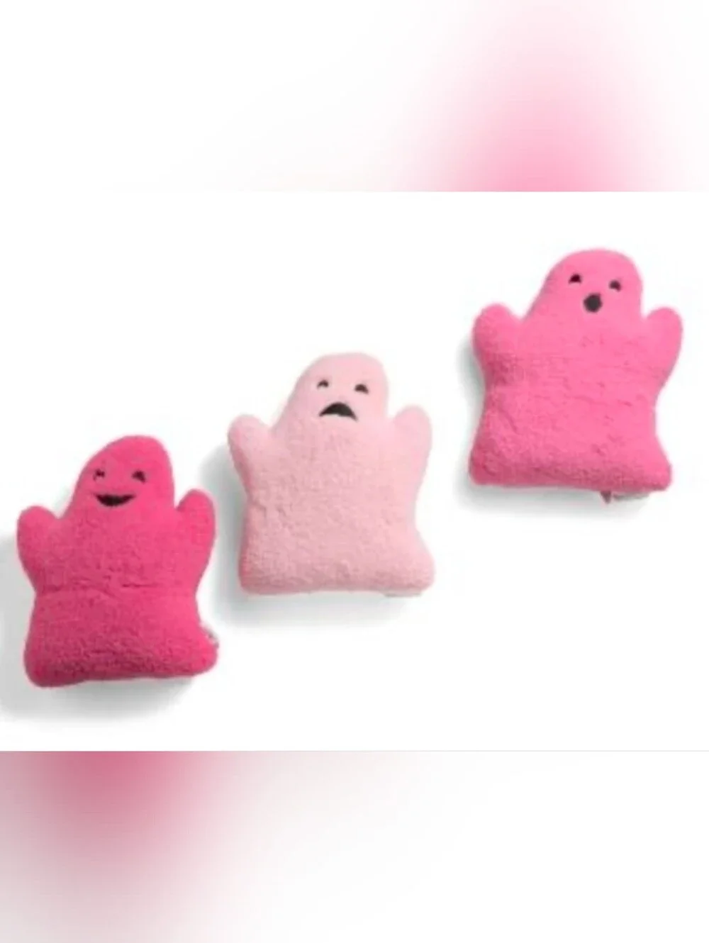 3 Pc Halloween Ghost Martha Stewart Pink Plush Pillows